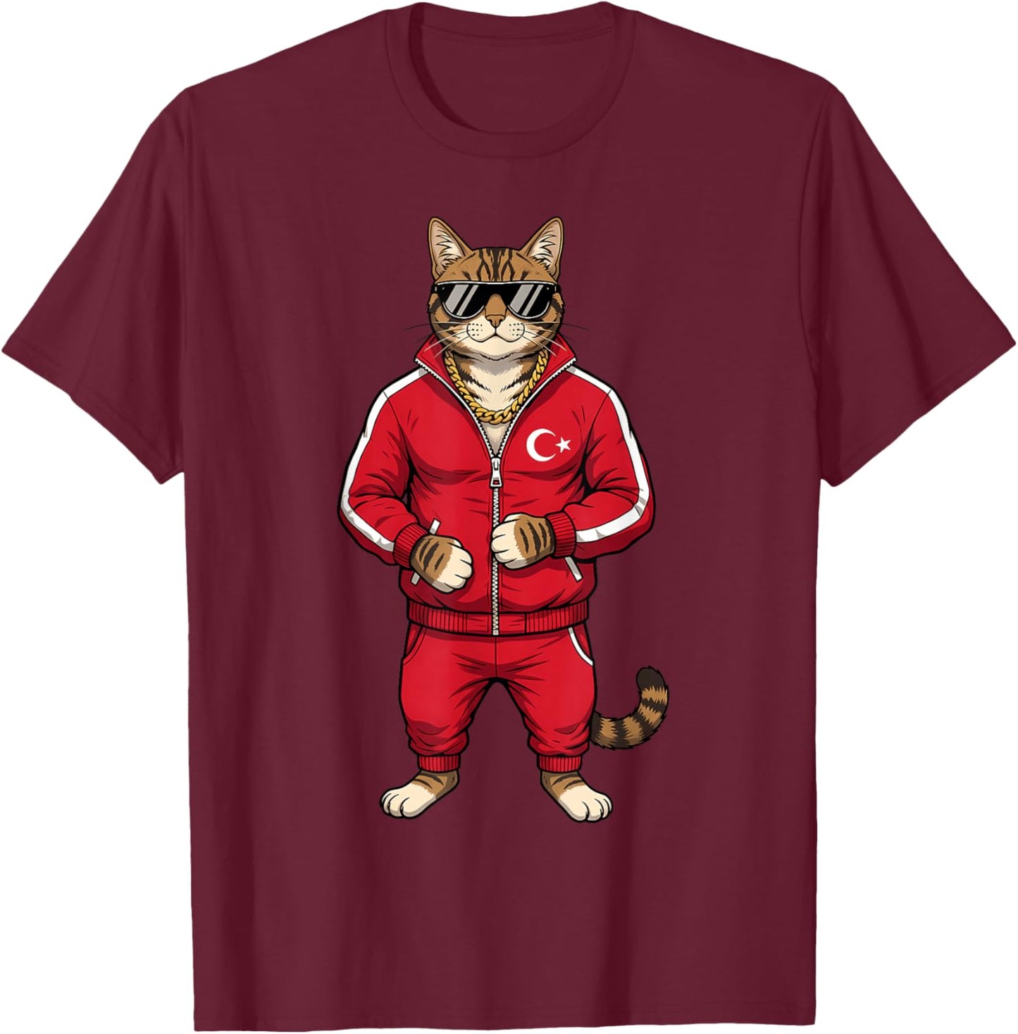 Turkey Roots Cat Turkish Flag T-Shirt - T-Shirt | Maroon