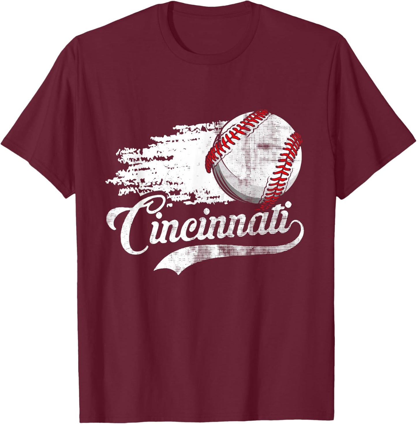 Vintage Cincinnati Funny Baseball Lovers Men Women T-Shirt - T-Shirt | Maroon