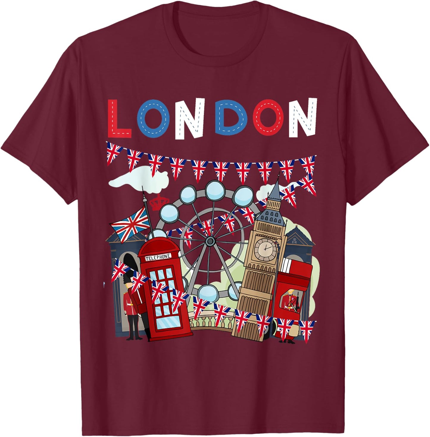 London Souvenirs Idea For Kids & British Memorabilia London T-Shirt - T-Shirt | Maroon