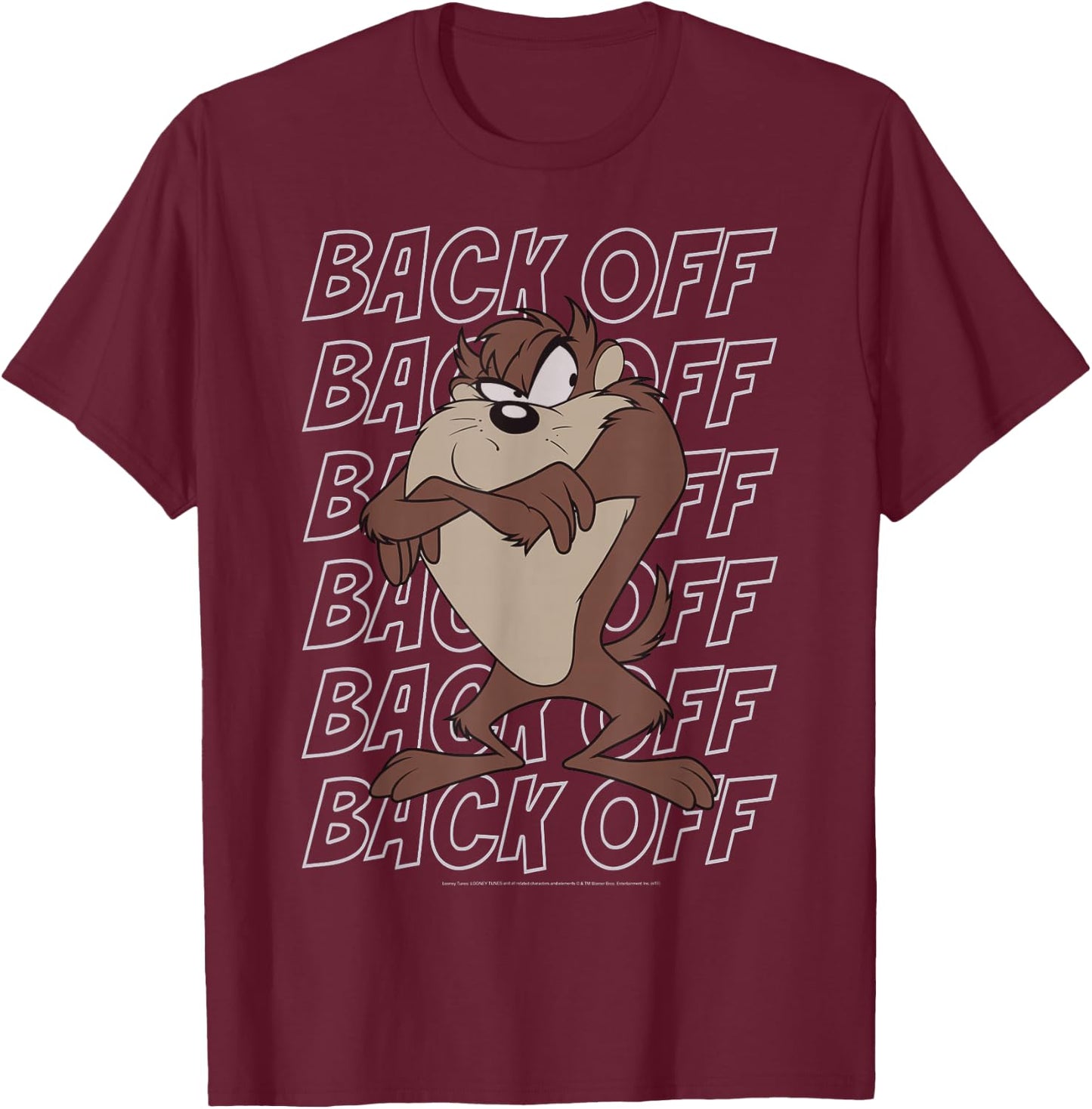 Looney Tunes Taz Back Off Portrait Small T-Shirt - T-Shirt | Maroon