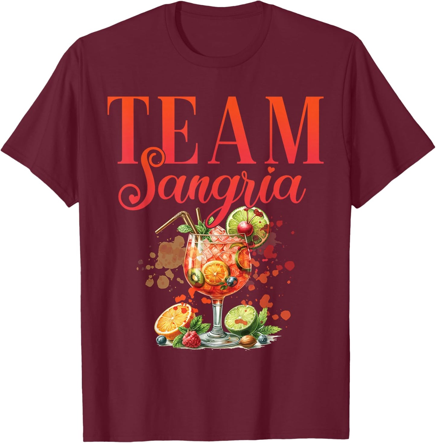 Hen Party Team Sangria Cocktail for Bartender , black T-Shirt - T-Shirt | Maroon