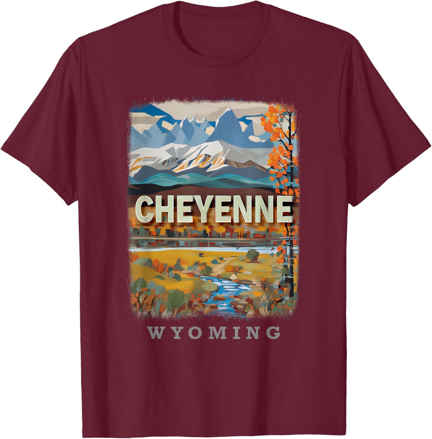 Cheyenne Wyoming WY Breathtaking Landscape SD319 T-Shirt - T-Shirt | Maroon