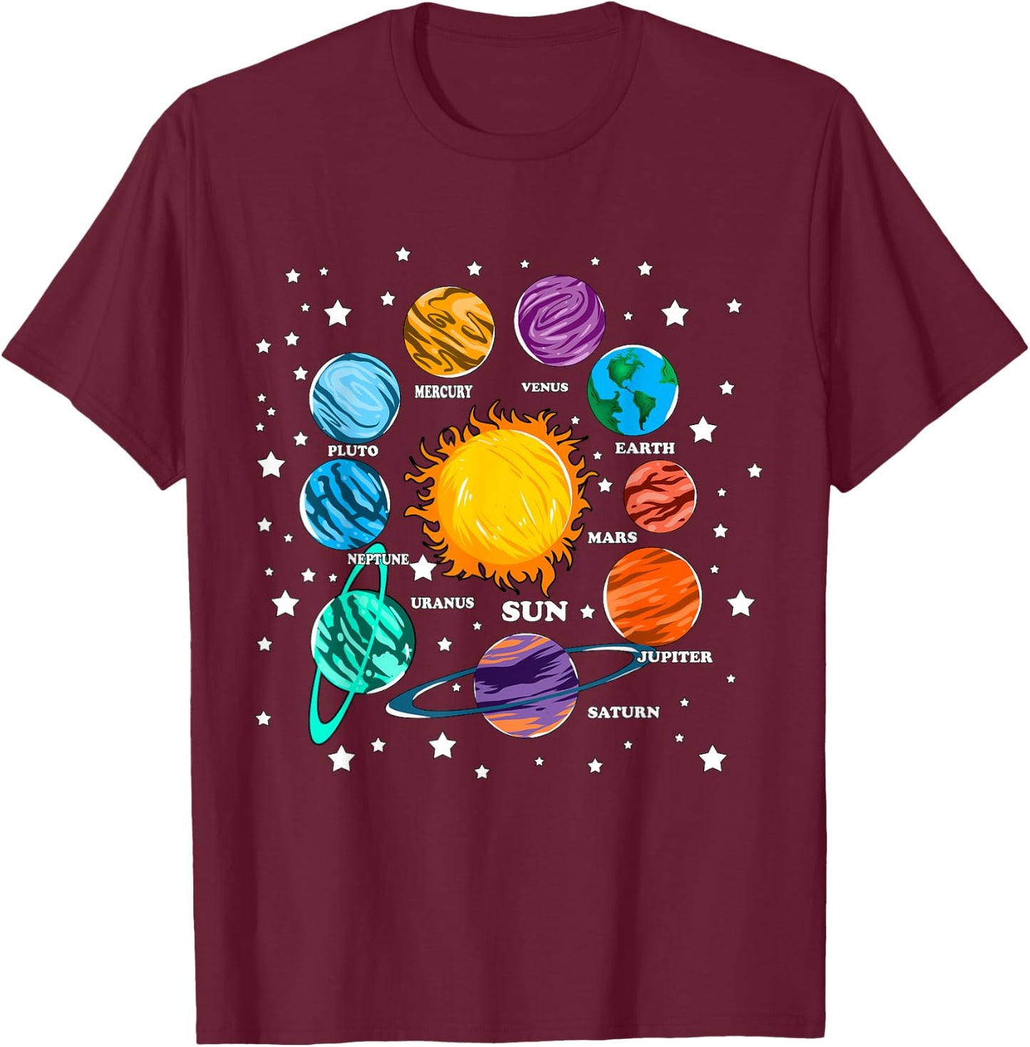Astronomie Kinder Sonnensystem Planeten Sonne Universum T-Shirt - T-Shirt | Maroon