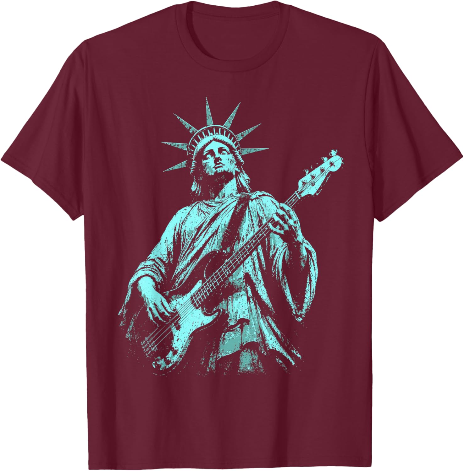 4th of July Statue of Liberty Bass 1776 2026 T-Shirt - T-Shirt | Maroon