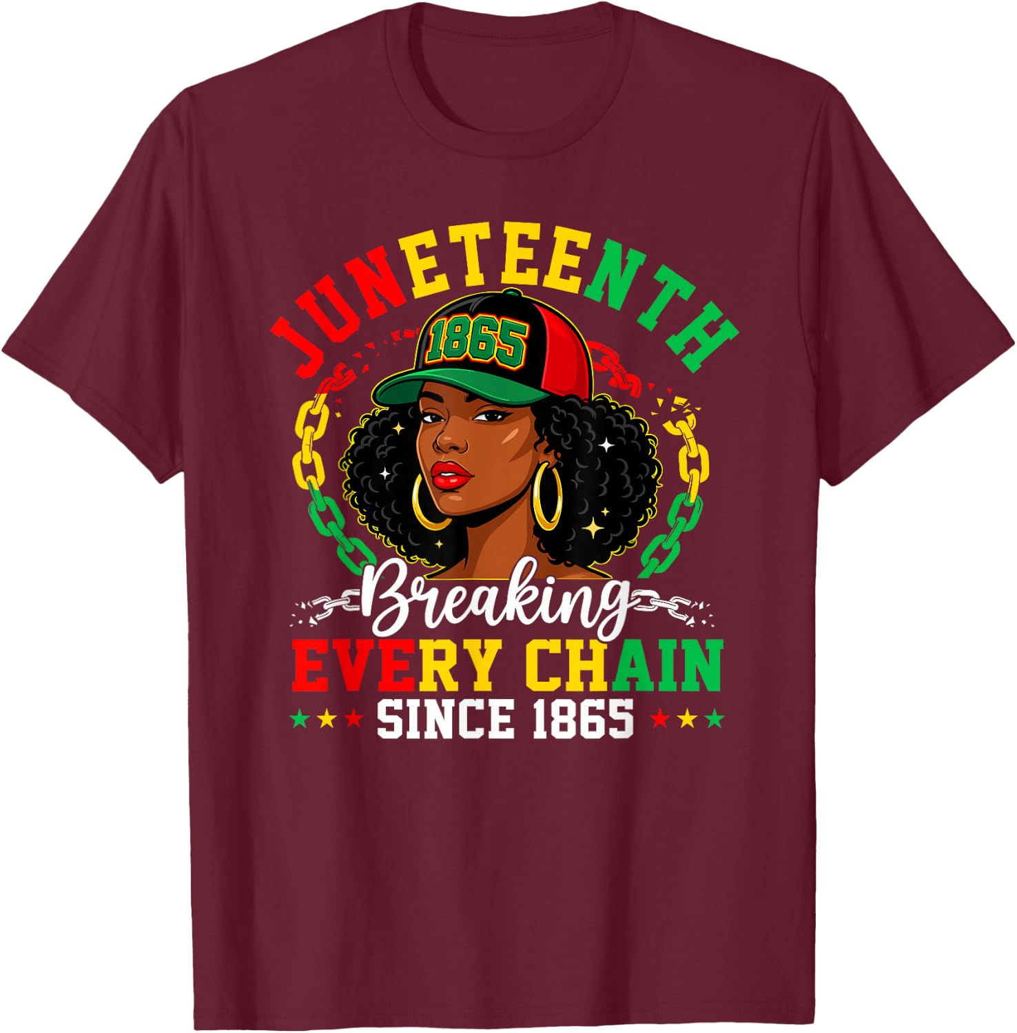 Breaking Every Chain Since 1865 Women Men Juneteenth Freedom T-Shirt - T-Shirt | Maroon