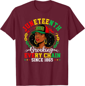 Breaking Every Chain Since 1865 Women Men Juneteenth Freedom T-Shirt - T-Shirt | Maroon