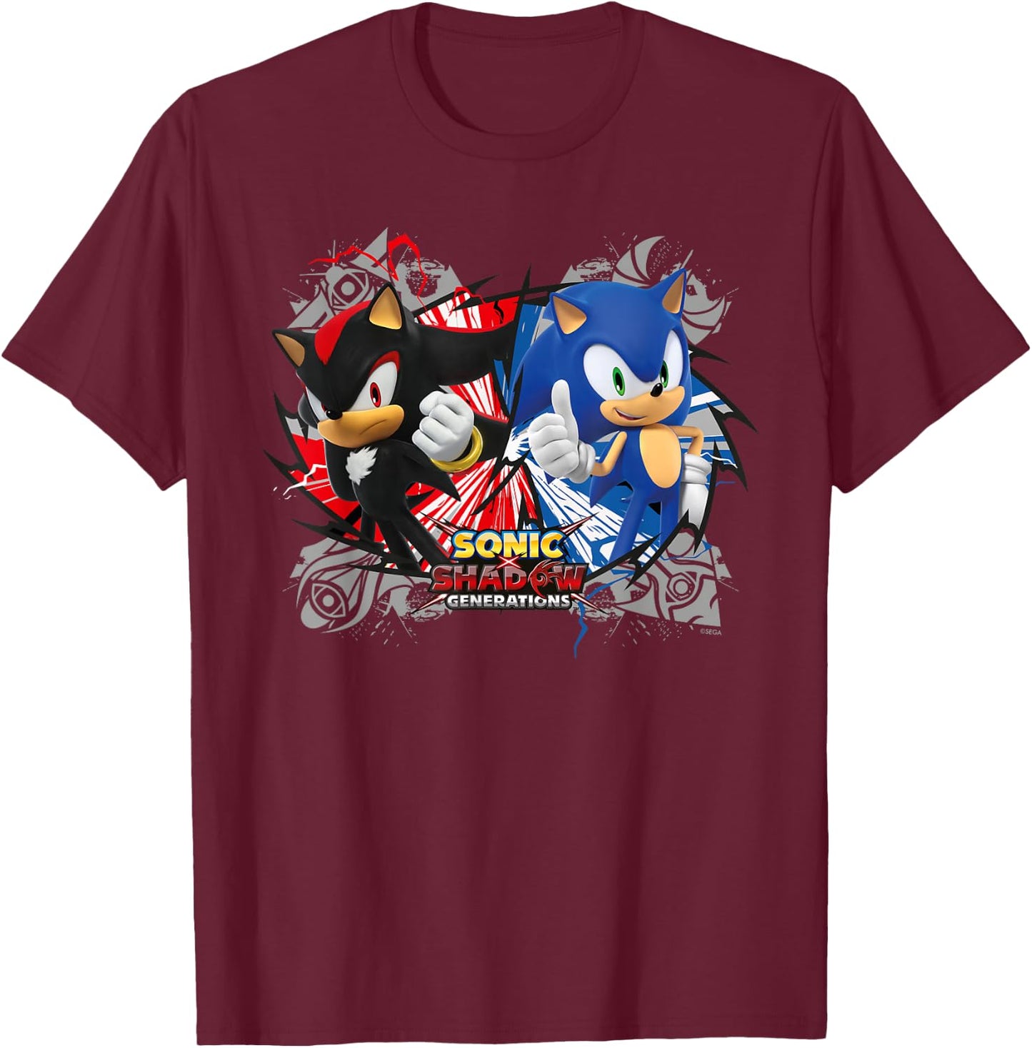 Sonic the Hedgehog, Sonic X Shadow Generations Rivals , black T-Shirt - T-Shirt | Maroon
