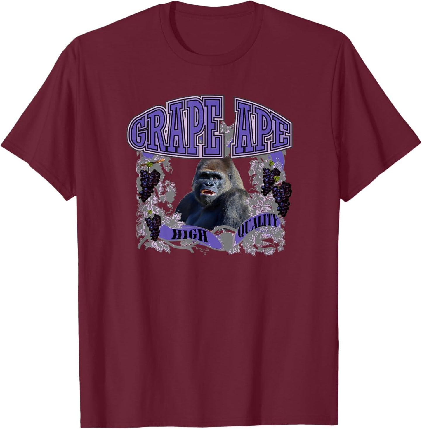 Retro Vineyard Purple Grape Ape T-Shirt - T-Shirt | Maroon