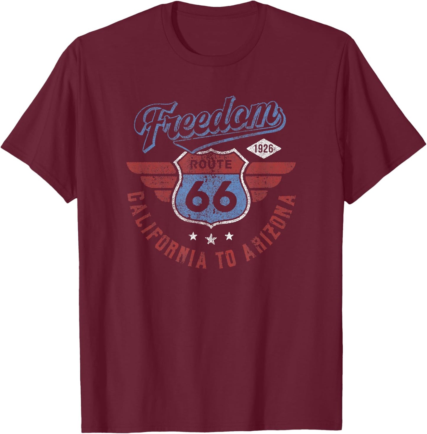 Trendy Route 66 Freedom California to Arizona 1926 , black T-Shirt - T-Shirt | Maroon