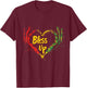 Rasta Reggae Music Jah Bless Up Hand Heart Rastafari T-Shirt - T-Shirt | Maroon