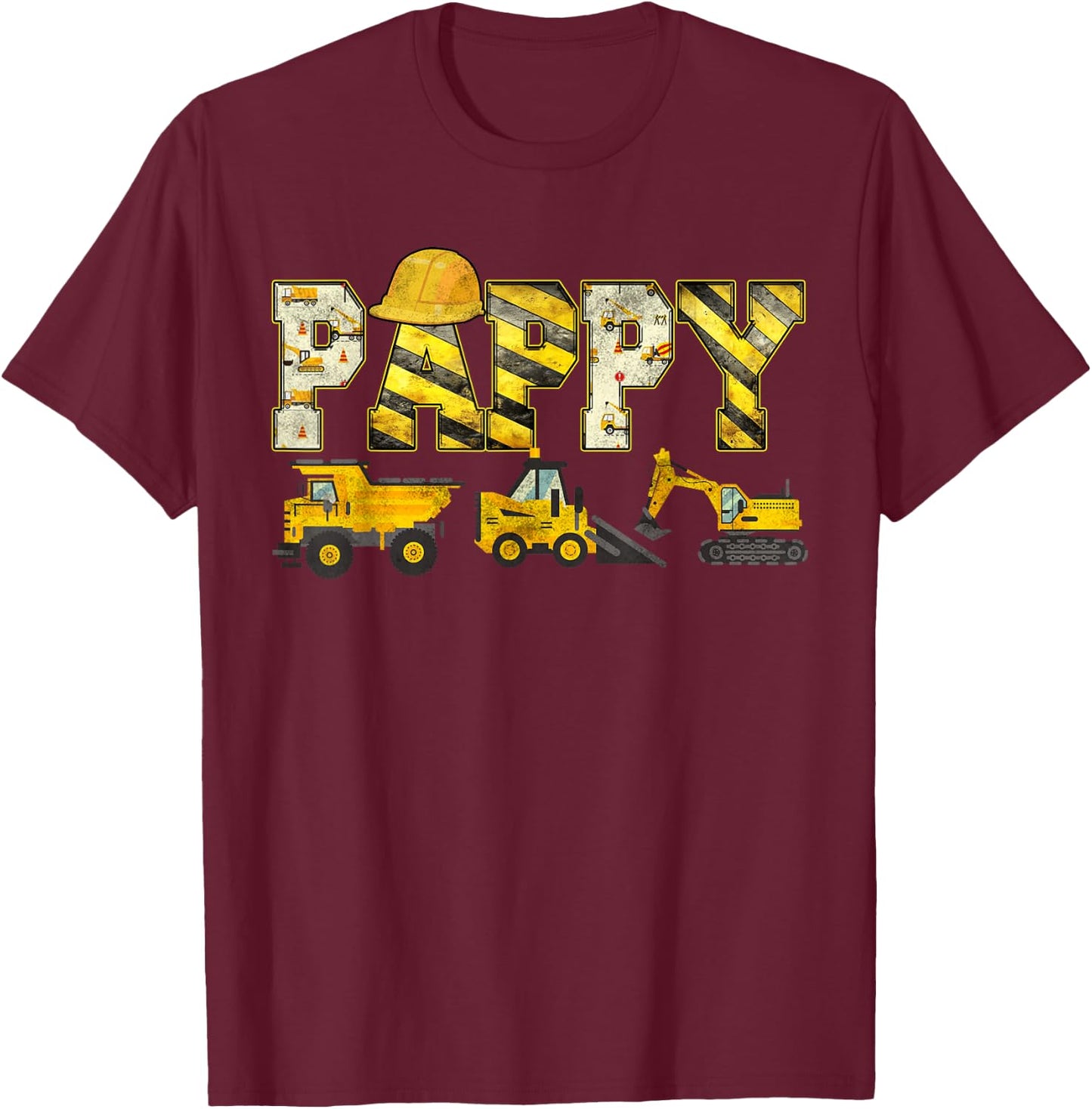 Pappy Construction Excavator Kids Matching Family Party T-Shirt - T-Shirt | Maroon