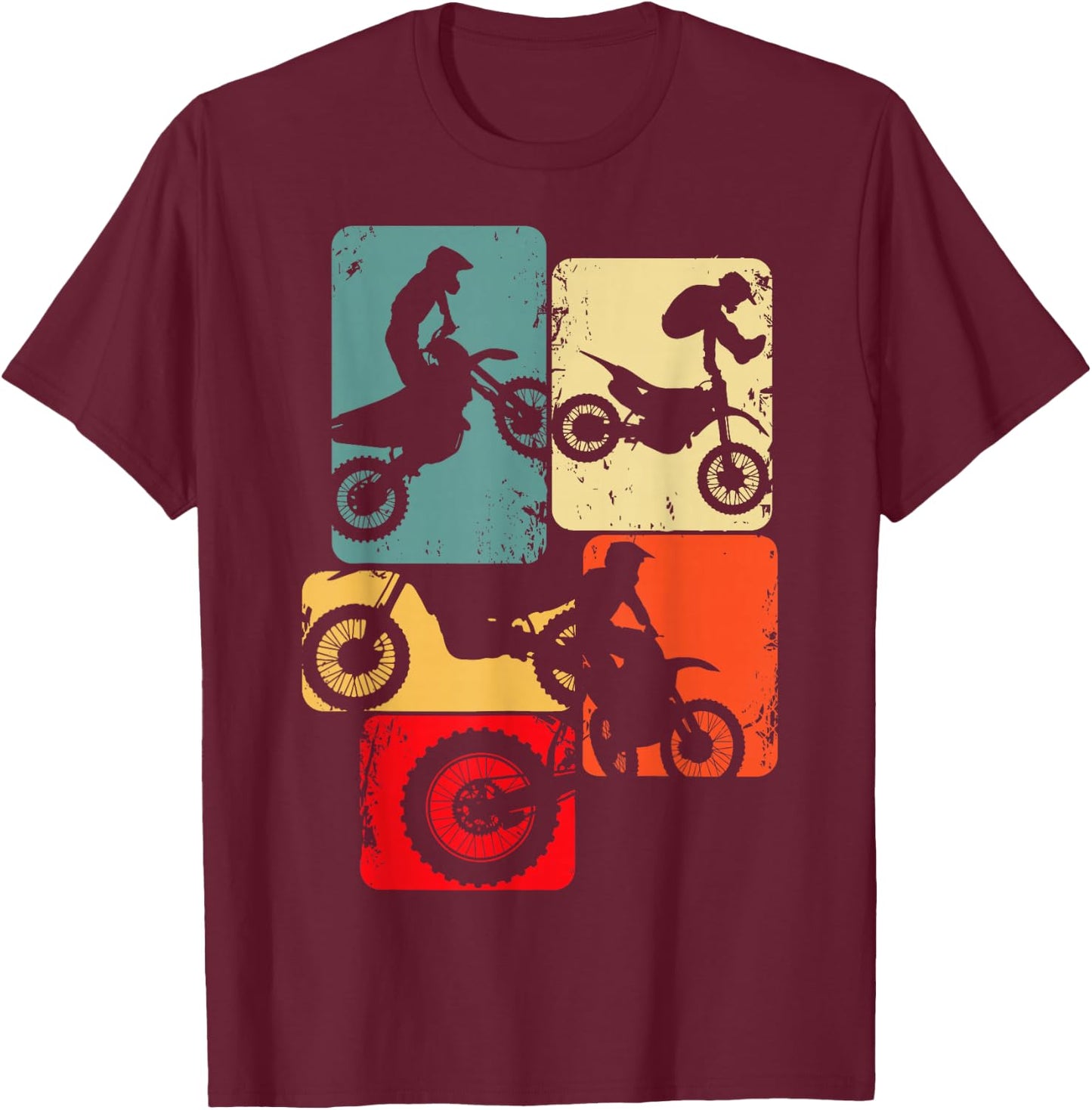 Motocross Bike Dirt Biker Enduro Supermoto , black T-Shirt - T-Shirt | Maroon