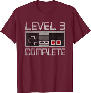 Level 3 Complete 3 Year 3rd Wedding Anniversary Her T-Shirt - T-Shirt | Maroon