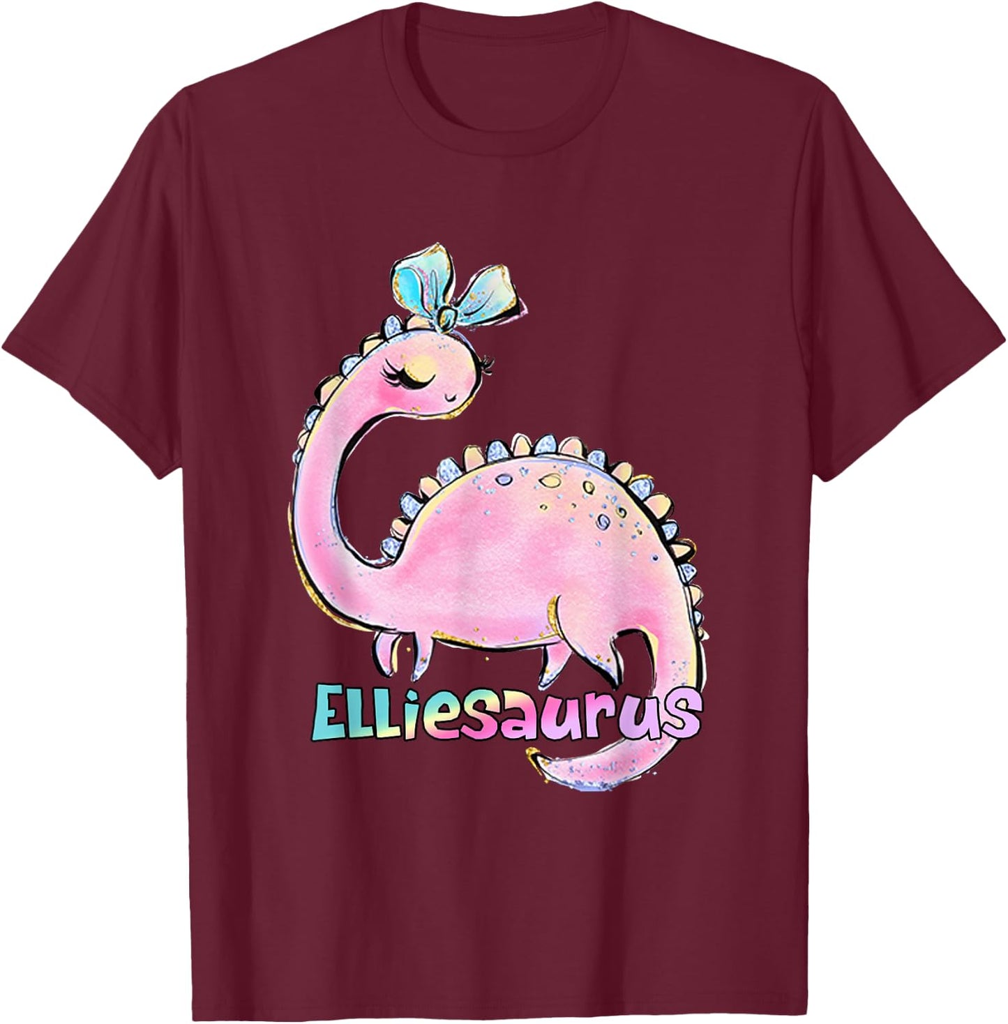 Ellie Name Shirt Girl Dinosaur Birthday Eleanor Elliesaurus T-Shirt - T-Shirt | Maroon