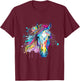 Colorful Wild Horse Mane Face Head T-Shirt - T-Shirt | Maroon
