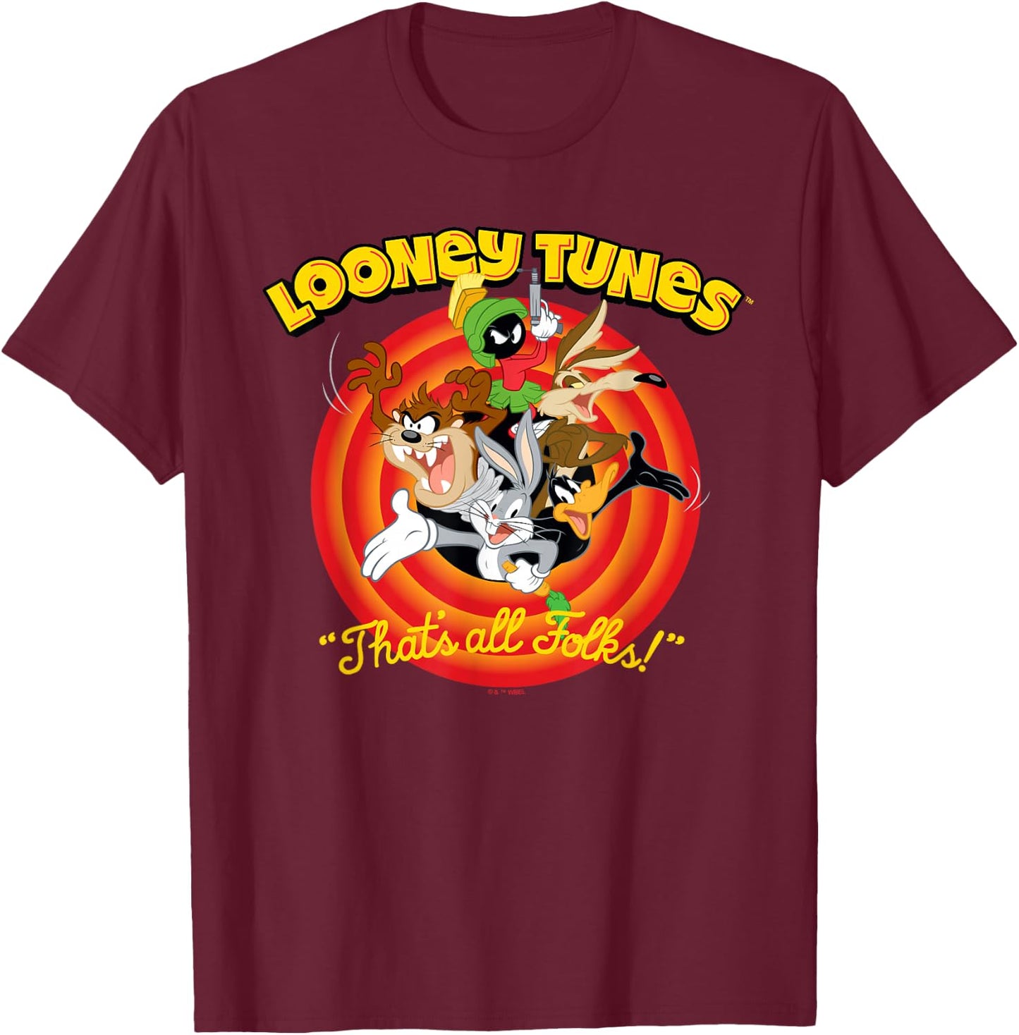 Looney Tunes Group That's All Folks T-Shirt - T-Shirt | Maroon