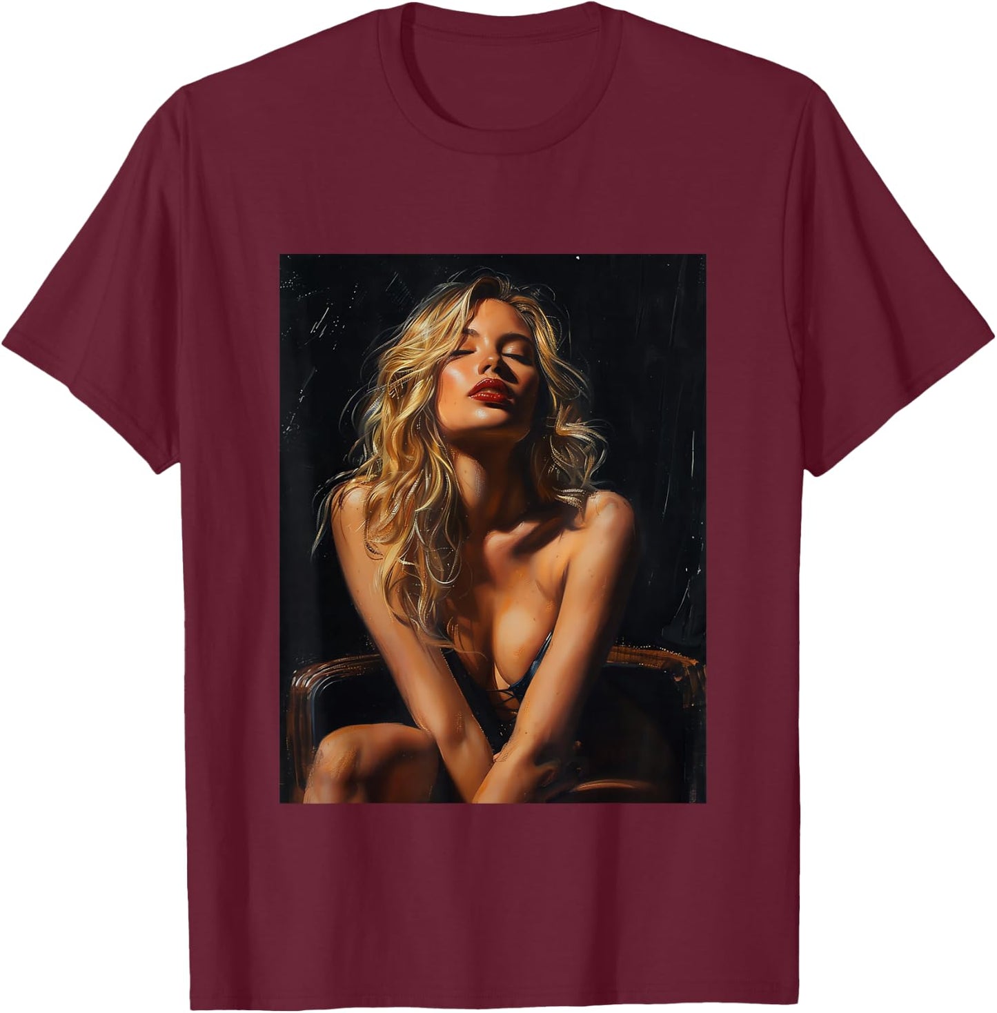 Tattoo sexy girl model , Black, S T-Shirt - T-Shirt | Maroon