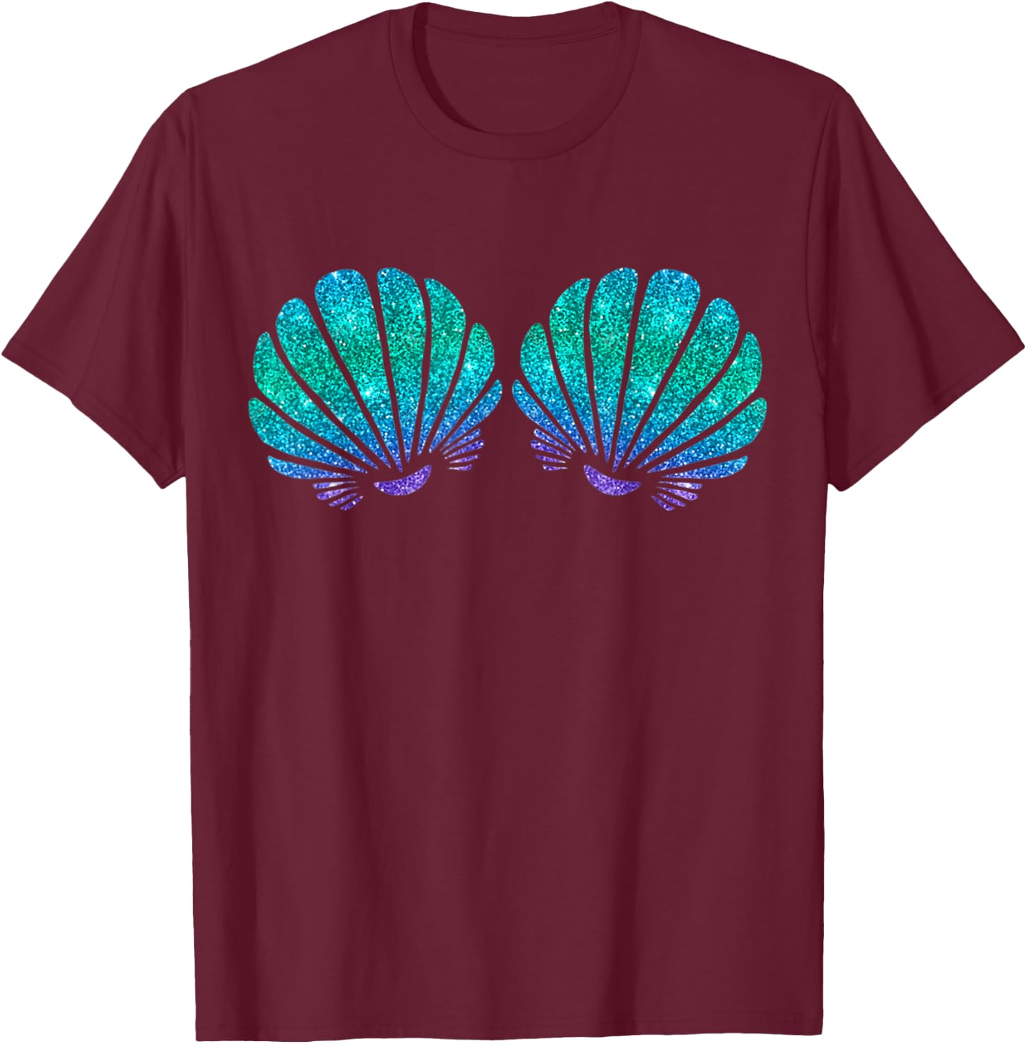 Mermaid Sea Shell Bra Costume T-Shirt - T-Shirt | Maroon