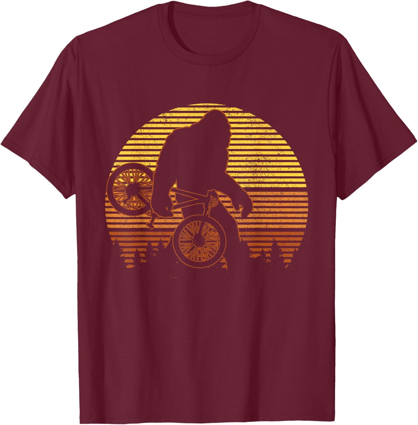 Mountain Bike Bigfoot MTB Downhill Mountain Biker Vintage T-Shirt - T-Shirt | Maroon