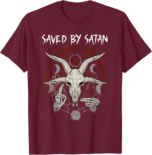 Saved by Satan I Satanic Nun I Occult Baphomet T-Shirt - T-Shirt | Maroon