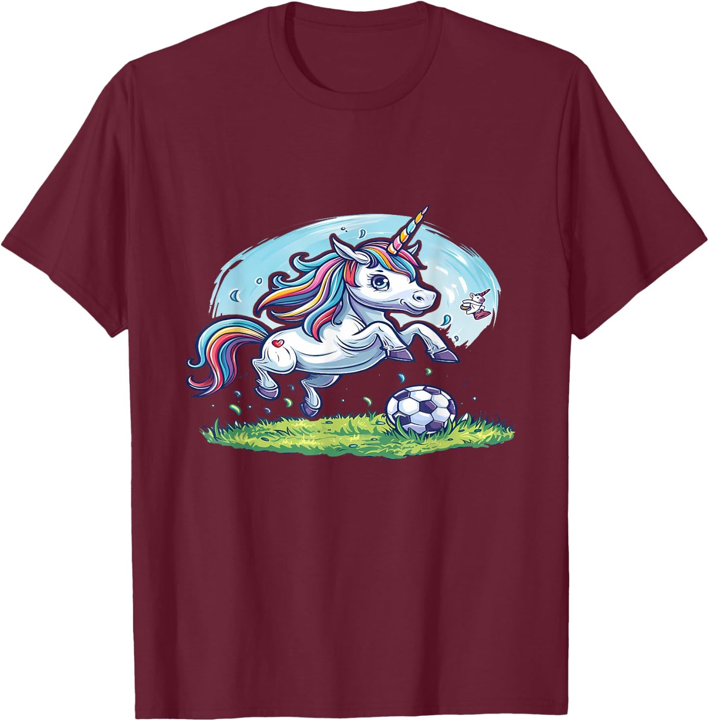 Les animaux jouent au foot- La licorne joue au football T-Shirt - T-Shirt | Maroon