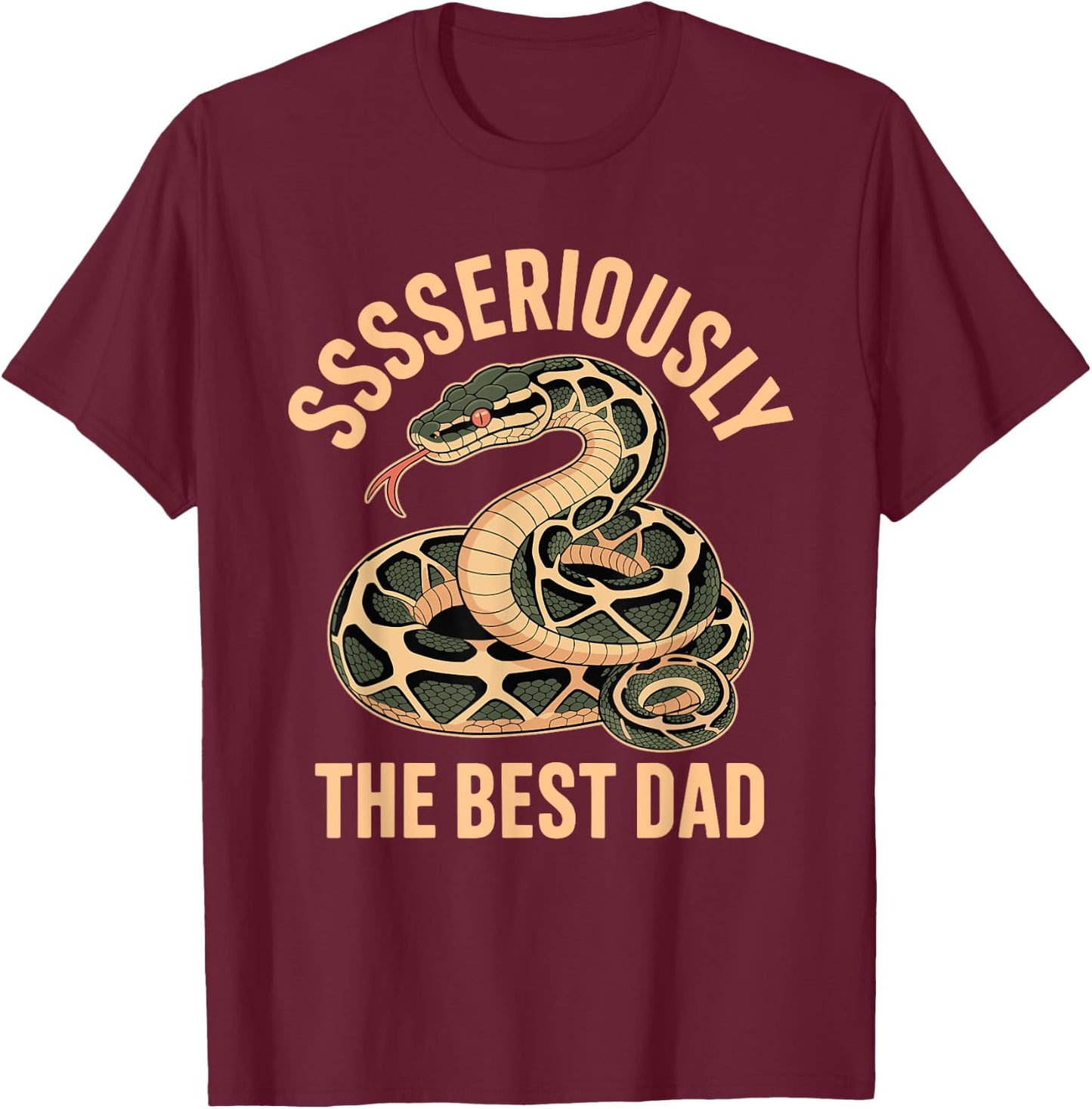 Seriously The Best Dad Reptile Ball Python Funny Snake T-Shirt - T-Shirt | Maroon