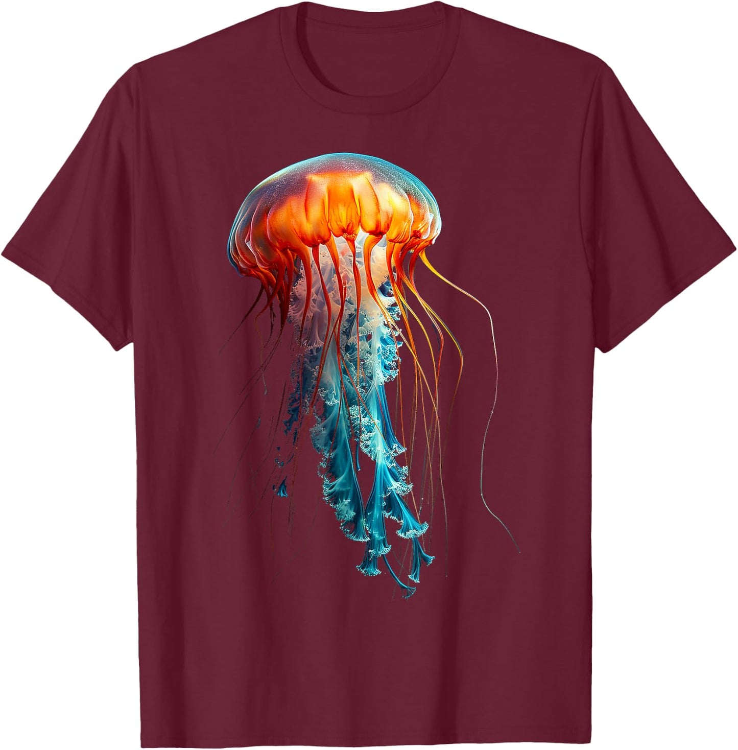 Jellyfish Colorful Abstract Animal Art Graphic Jellyfish T-Shirt - T-Shirt | Maroon