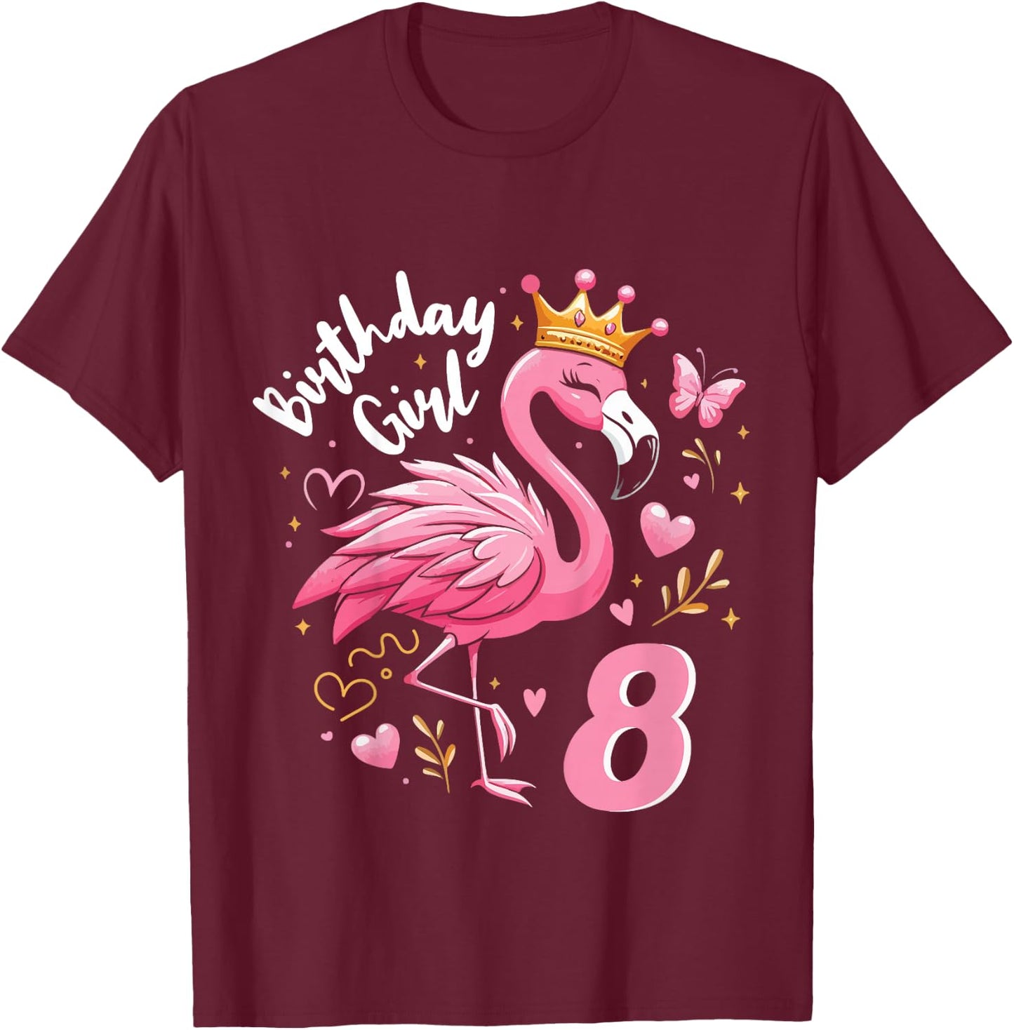 8. Geburtstag süßes Flamingo Mädchen 8 Jahre alt Niedlich T-Shirt - T-Shirt | Maroon
