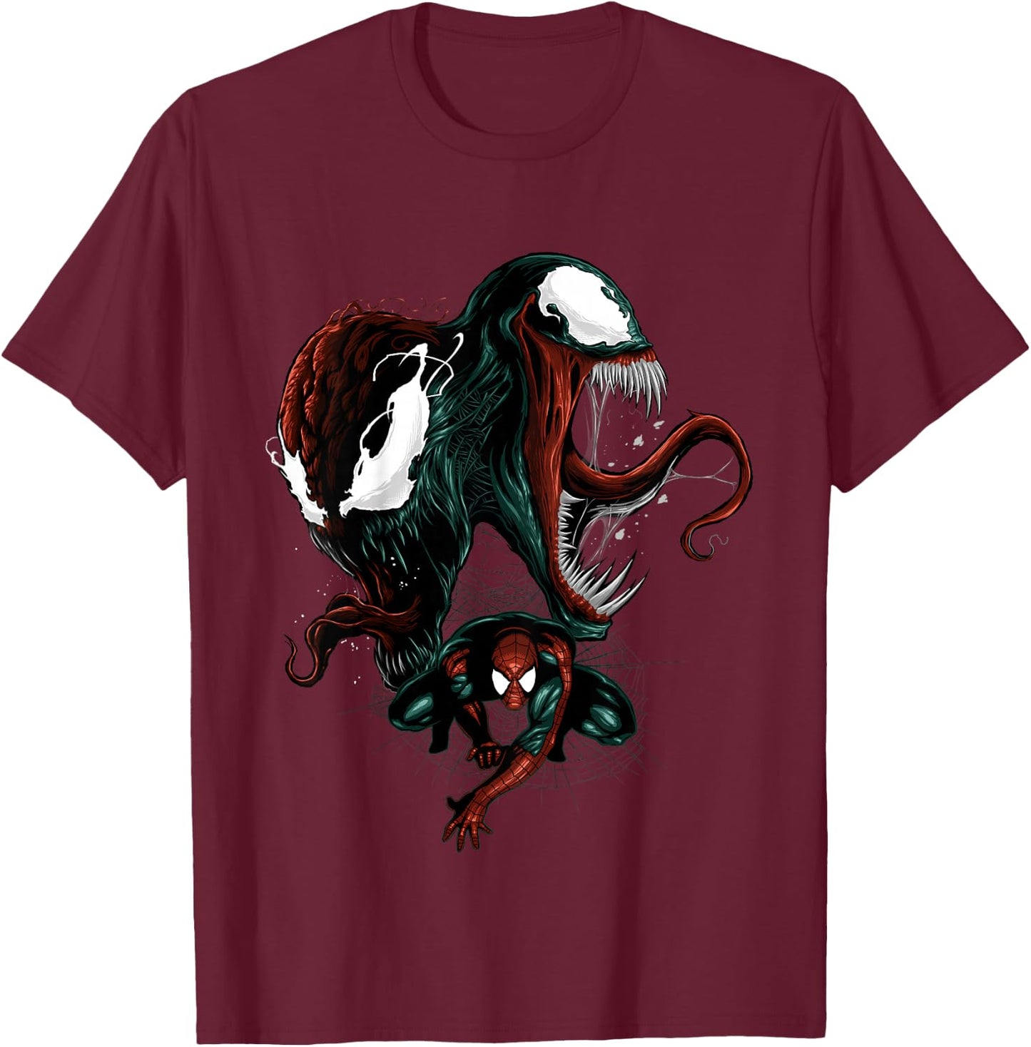 Marvel Spider-Man Venom and Carnage Split Portrait T-Shirt - T-Shirt | Maroon
