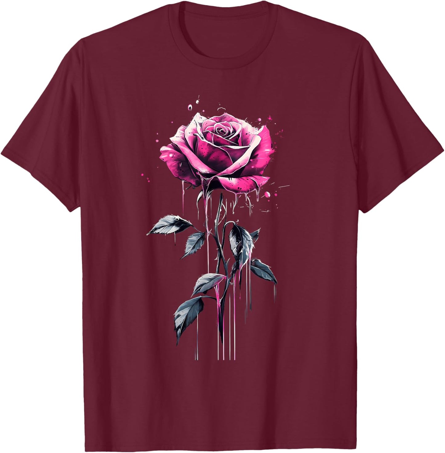 Rose Rose Botaniste Jardin Jardin Jardin Fleur Rose T-Shirt - T-Shirt | Maroon