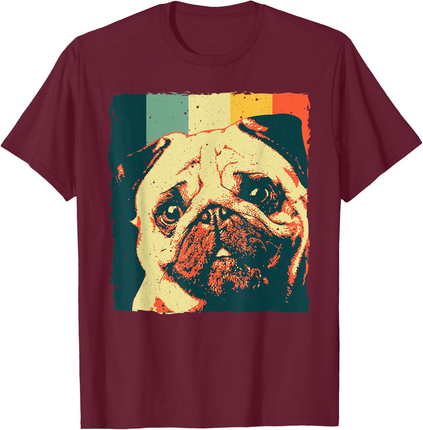 Cool Pug Women Black Pug Dog Lovers Vintage 80s 90s T-Shirt - T-Shirt | Maroon