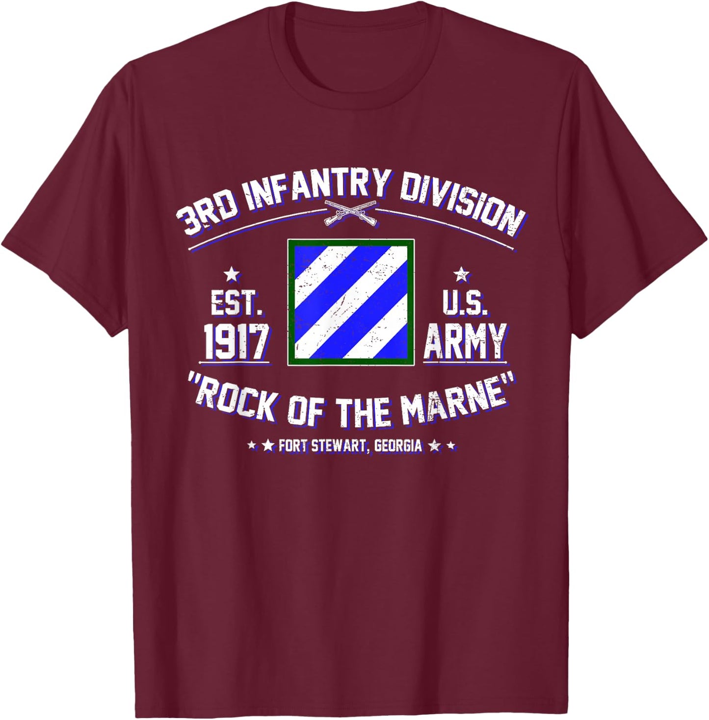 Proud 3rd Infantry Division Rock Of Marne US Veteran T-Shirt - T-Shirt | Maroon