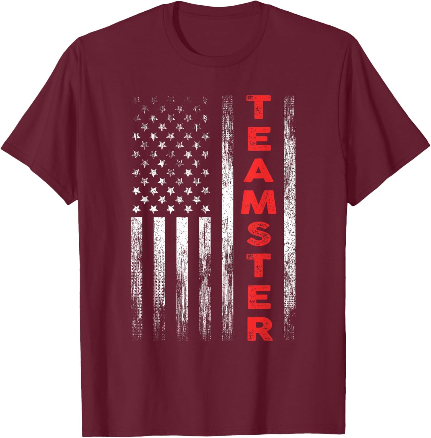 Teamster American Flag Patriotic Truck Driver US Trucking T-Shirt - T-Shirt | Maroon