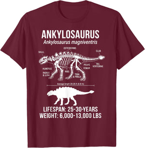 Ankylosaurus Diagram Reptile T-Shirt - T-Shirt | Maroon