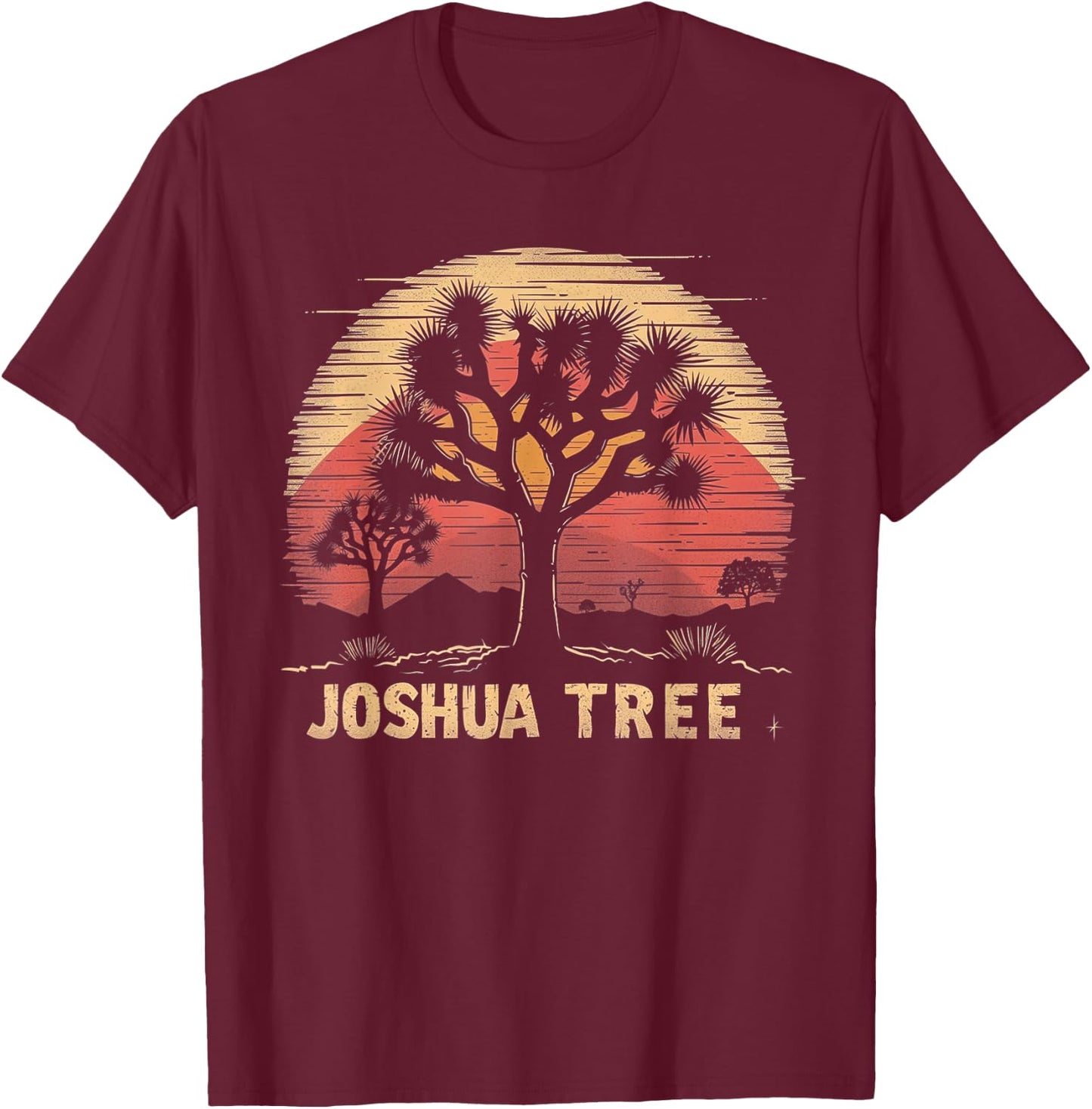 Joshua Tree - US National Park Vintage Men Women Kids Retro T-Shirt - T-Shirt | Maroon
