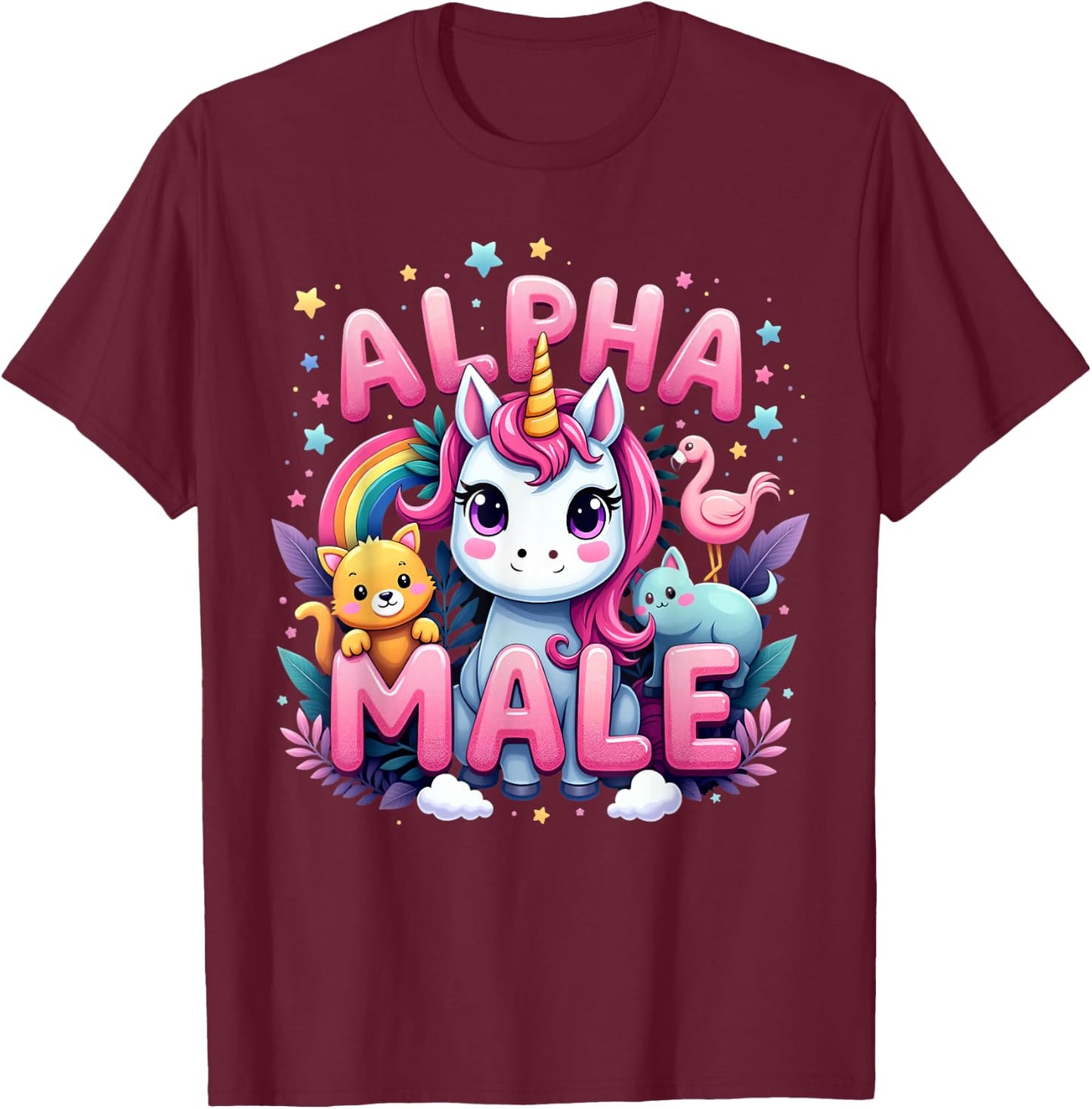Funny Unicorn Alpha Cute Unicorn Meme Male Men or Women T-Shirt - T-Shirt | Maroon