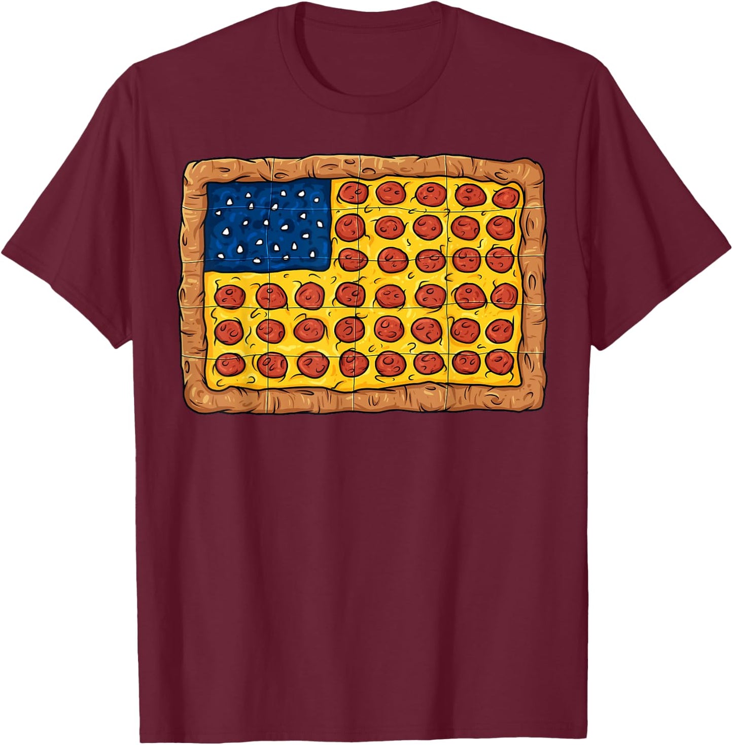 Pizza American Flag 4th Of July Funny Food Boys Girls Kids T-Shirt - T-Shirt | Maroon