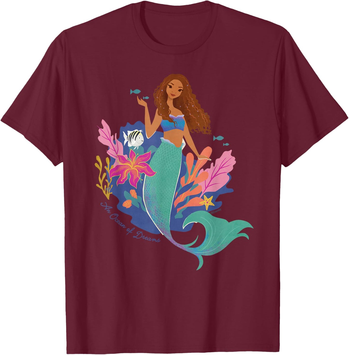 Disney The Little Mermaid Ariel An Ocean of Dreams T-Shirt - T-Shirt | Maroon