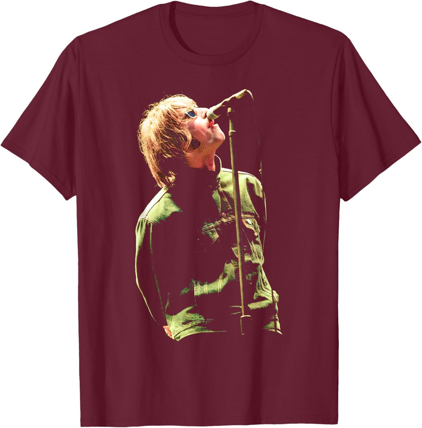 Liam Gallagher with Oasis at Balloch Castle 1996 , Black, S T-Shirt - T-Shirt | Maroon