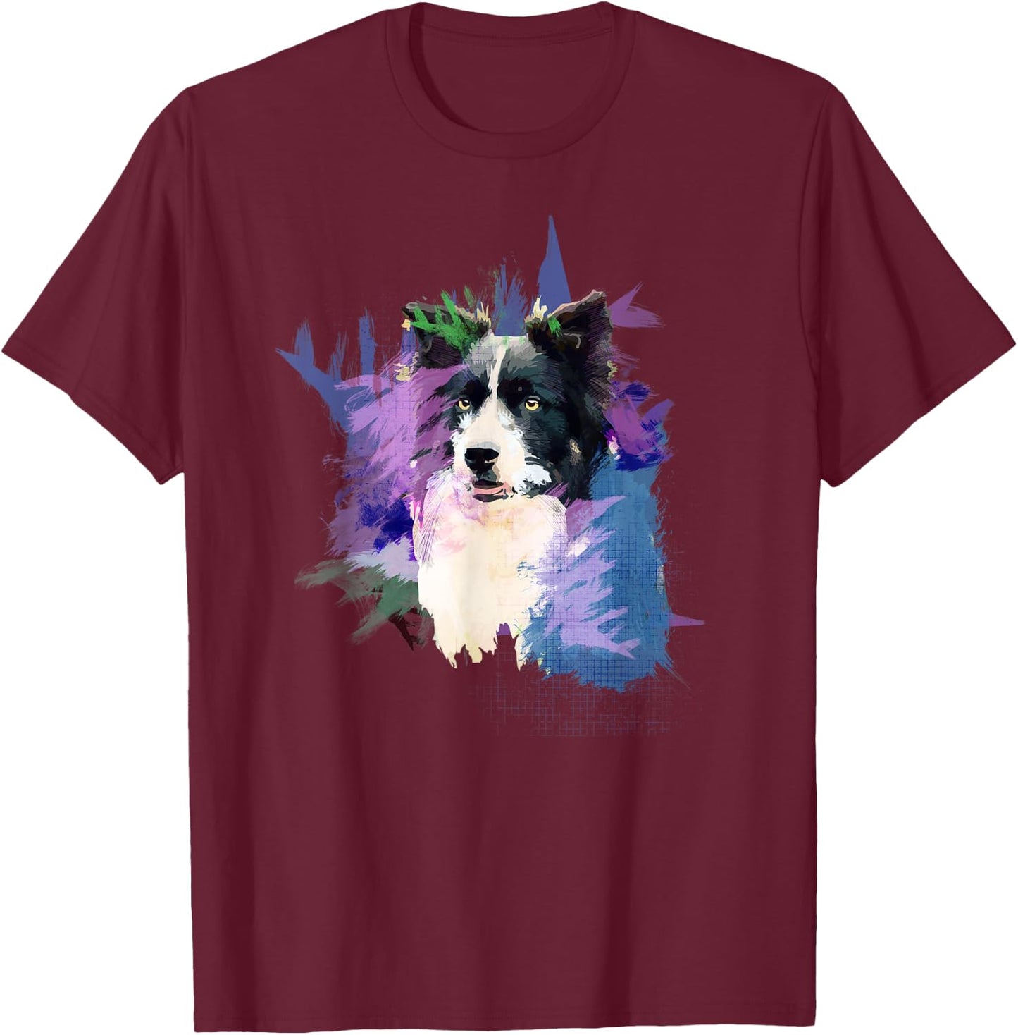 Border Collie Splash Art Dog Owner Gift Shirt T-Shirt - T-Shirt | Maroon