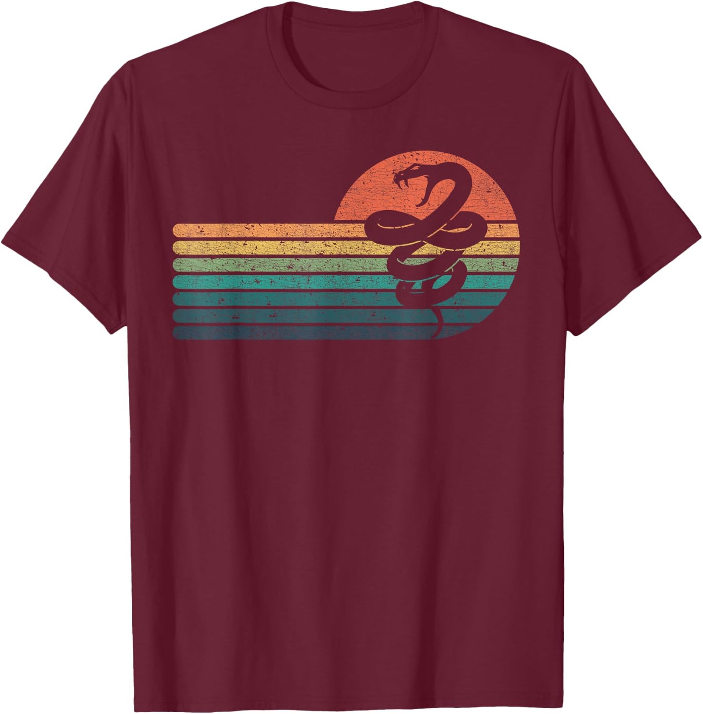 Retro Vintage Viper Sunset Serpent Viper Snake Lovers T-Shirt - T-Shirt | Maroon