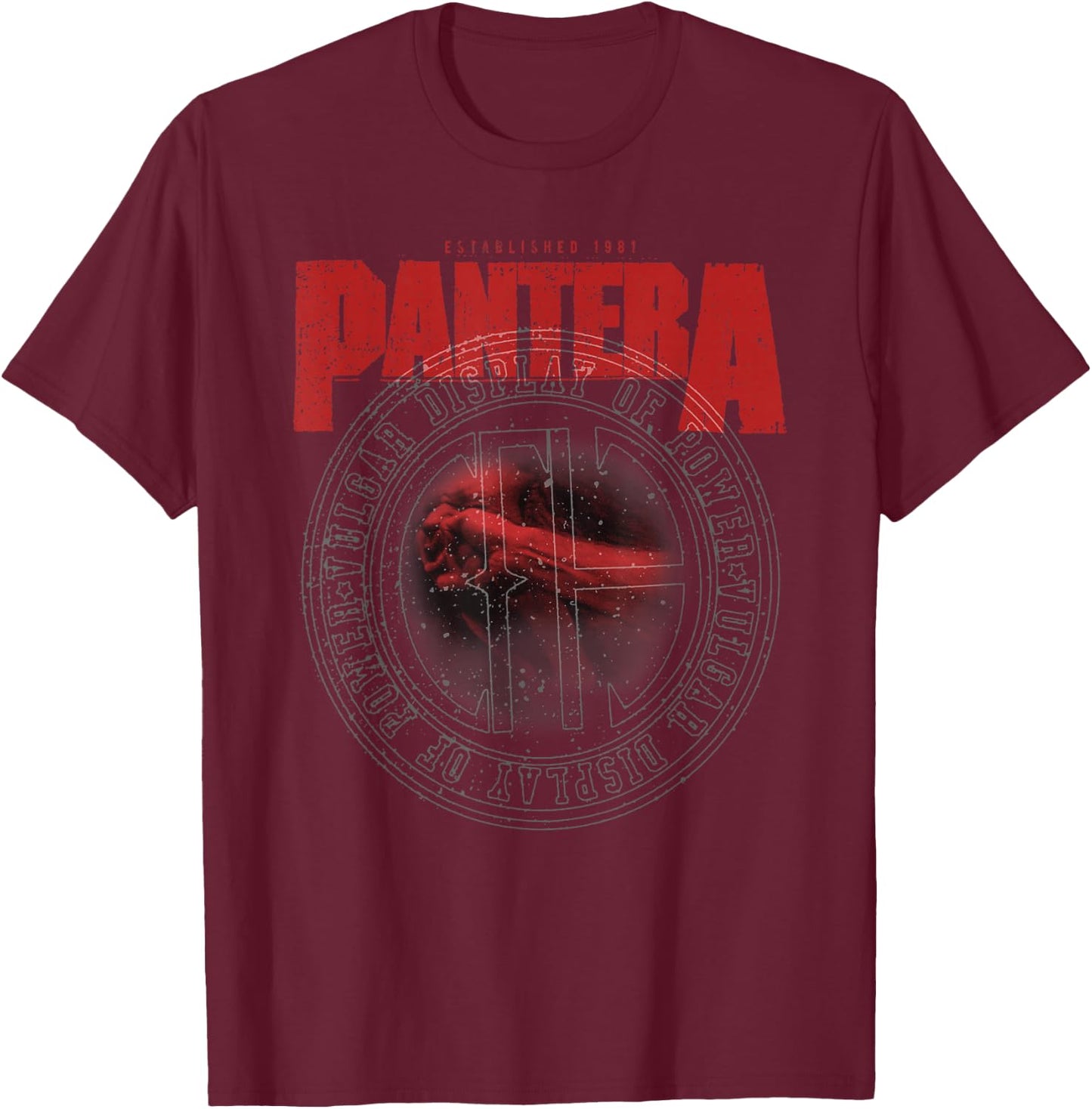 Pantera Official Vulgar Display of Power Circle , black T-Shirt - T-Shirt | Maroon