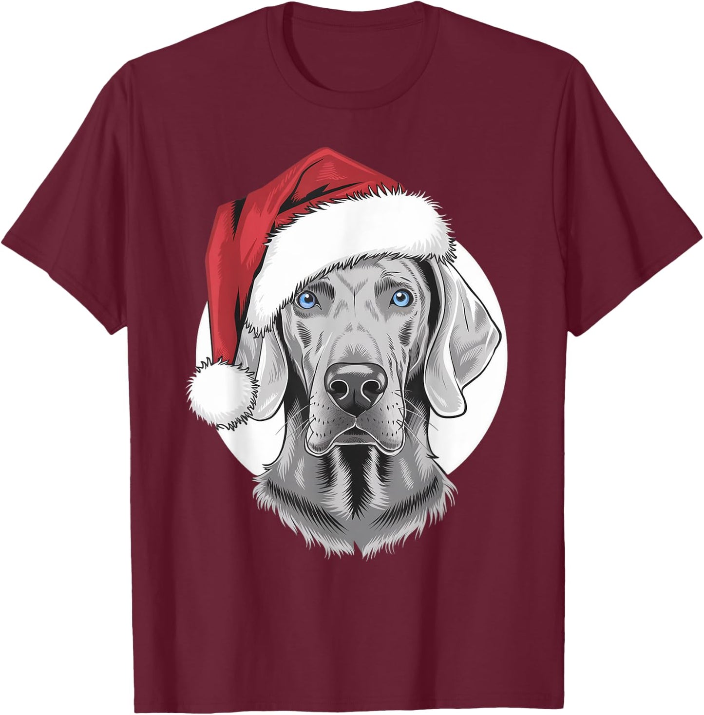 Joyful Weim Santa Dog on Weimaraner Christmas T-Shirt - T-Shirt | Maroon