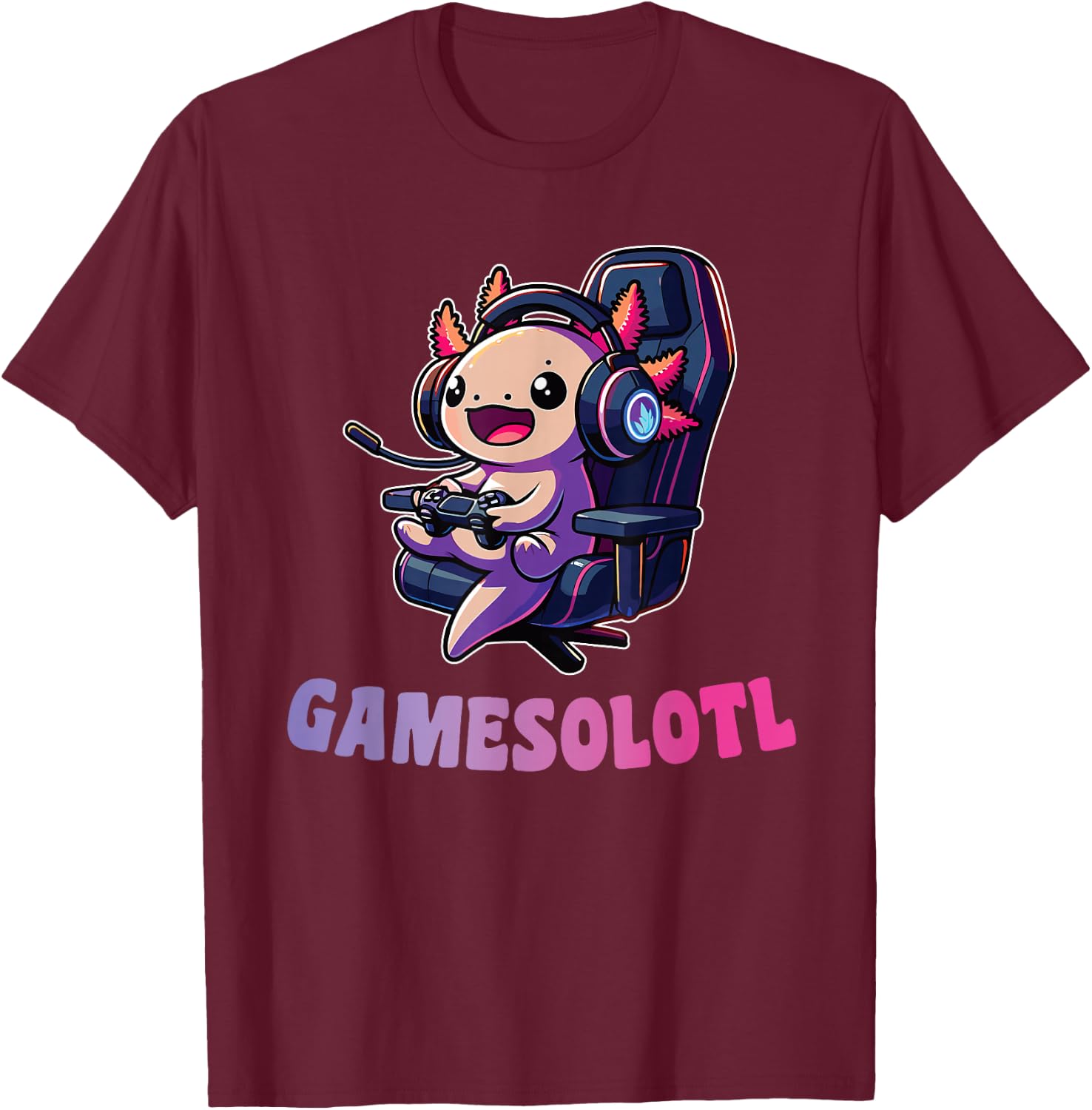 Gamesolotl Funny Axolotl Word Game for Gamer , black T-Shirt - T-Shirt | Maroon