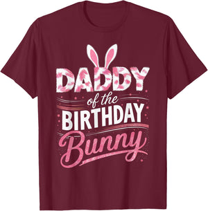 Daddy Of The Birthday Bunny Family Matching Party Squad T-Shirt - T-Shirt | Maroon