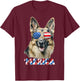 German Shepherd Dog Merica US Flag 4Th Of July Patriotic T-Shirt - T-Shirt | Maroon