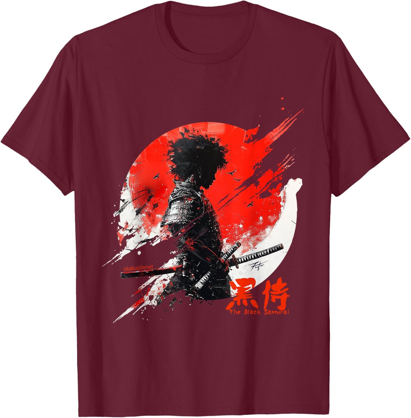 Le samouraï noir dans le guerrier japonais rétro Vaporwave T-Shirt - T-Shirt | Maroon