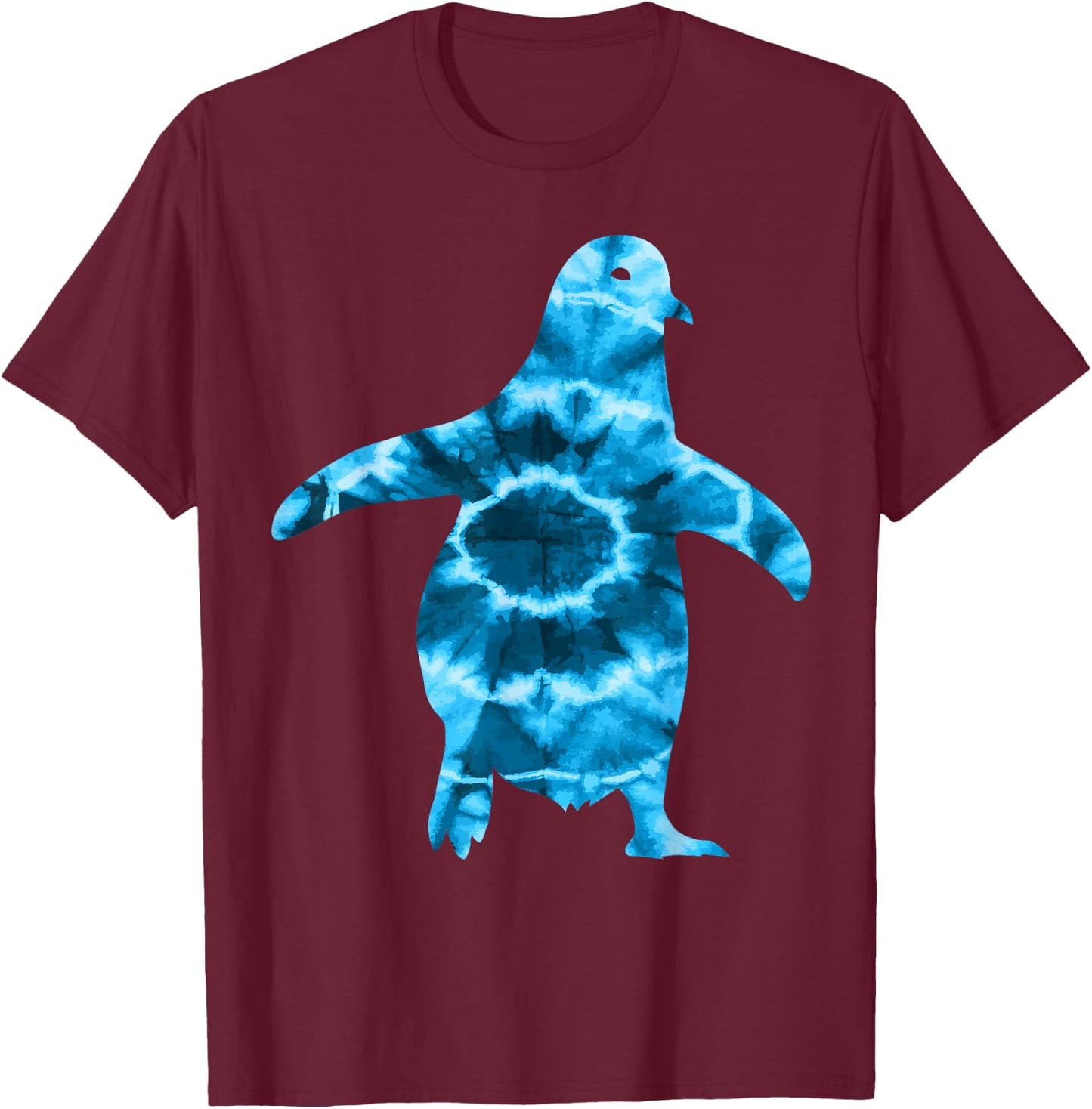 Cool Penguin Lover Apparel -Adults Black Tie-Dye T-Shirt - T-Shirt | Maroon