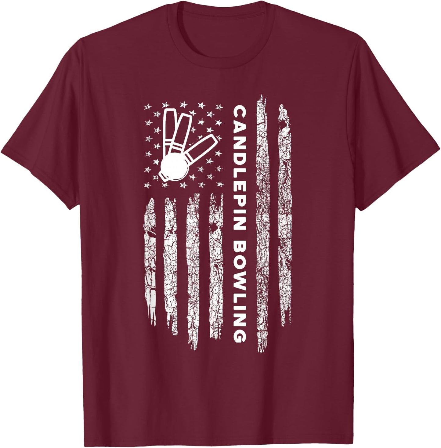 American Flag Candlepin Bowling - Vintage Candlepin Bowling T-Shirt - T-Shirt | Maroon