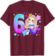 6th Birthday Girl 6 Years, Mermaid, Number 6 T-Shirt - T-Shirt | Maroon